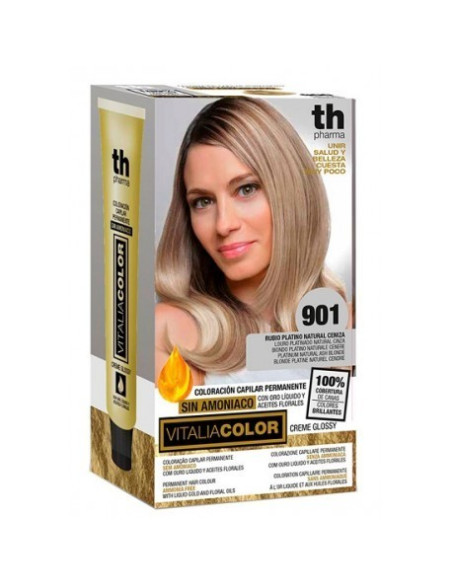 TH PHARMA KIT TINTE EN CASA 901 RUBIO PLATINO NATURAL CENIZA (SUPERACLARANTE), SIN AMONIACO
