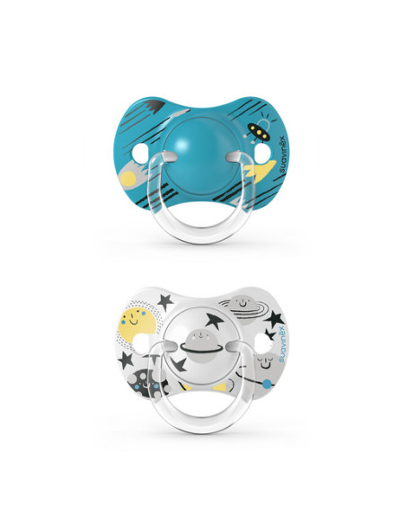 SUAVINEX CHUPETES PRINTS TETINA FISIOLOGICA SX PRO? SILICONA 0-6 M, 2 UDS.