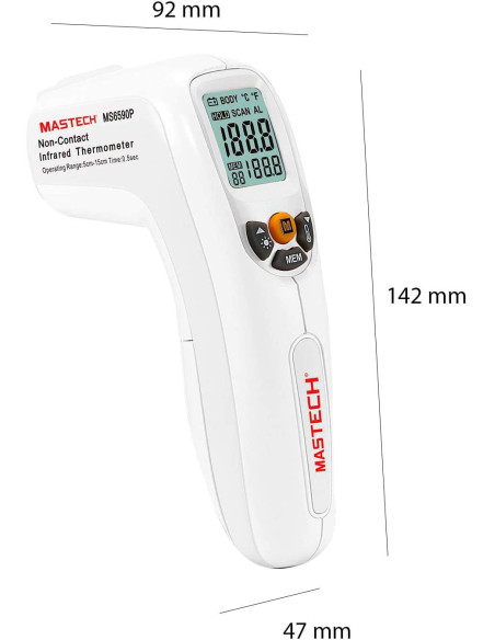 MASTECH TERMÓMETRO INFRARROJOS DIGITAL SIN CONTACTO