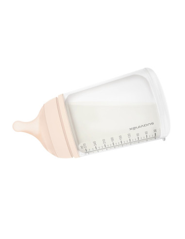 SUAVINEX BIBERÓN ANTICÓLICO ZERO-ZERO FLUJO ADAPTABLE +0 M 180 ML, TONO LIGHT