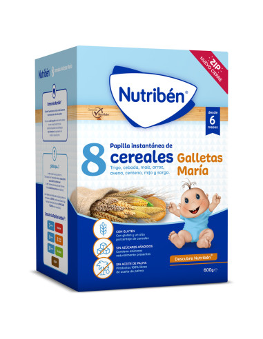 NUTRIBEN 8 CEREALES CON GALLETA MARÍA, 600 G