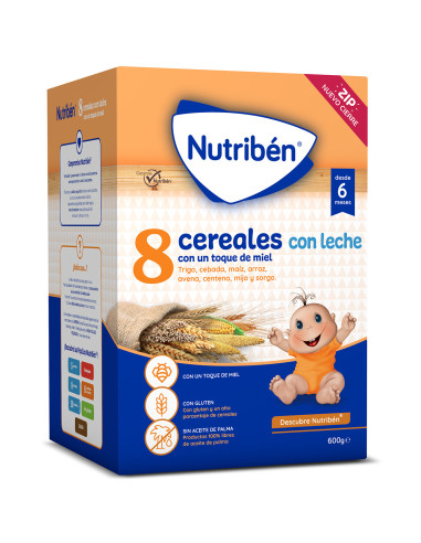 NUTRIBEN 8 CEREALES Y MIEL CON LECHE, 600 G