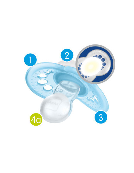 MAM CHUPETE SILICONA ORIGINAL NIGHT ROSA, +6 M