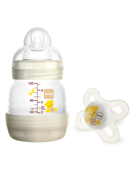 MAM BIBERÓN ANTICOLICO EASY START, 130 ML + CHUPETE START 0-2 M