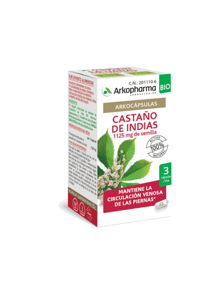 ARKOPHARMA ARKOCÁPSULAS CASTAÑO DE INDIAS BIO, 45 CÁPSULAS
