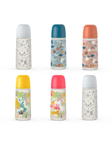 SUAVINEX BIBERON DE FLUJO DENSO PRINTS CON TETINA FISIOLÓGICA SX PRO, 360 ML