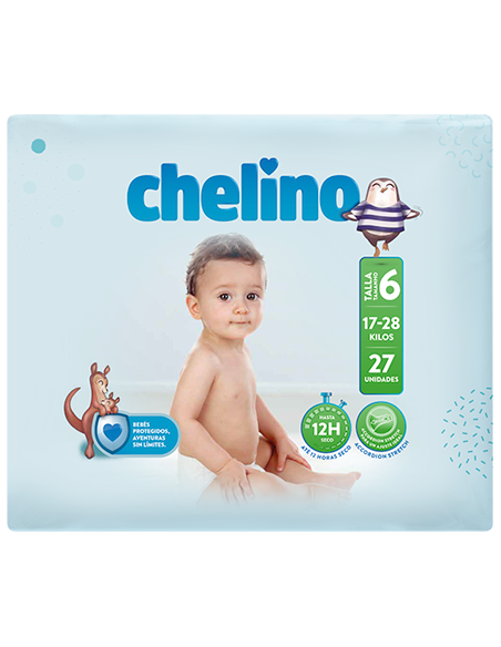 CHELINO PAÑAL INFANTIL FASHION & LOVE T-6 (17-28 KG), 27 PAÑALES