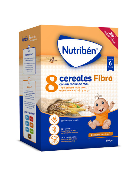 NUTRIBÉN 8 CEREALES CON UN TOQUE DE MIEL FIBRA, 600 G