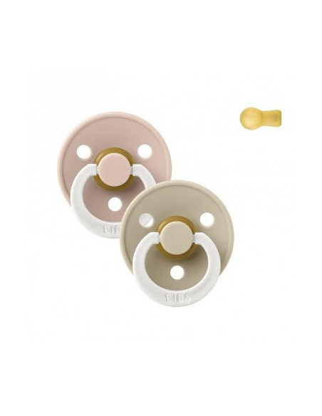 BIBS CHUPETE NOCTURNO COLOUR ROUND VANILLA/BLUSH 0-6 M, 2 UDS.