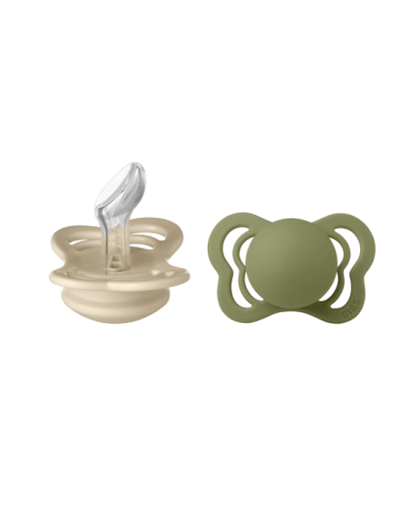 BIBS CHUPETE COUTURE VANILLA/OLIVE SILICONA 0-6 M, 2 UDS.