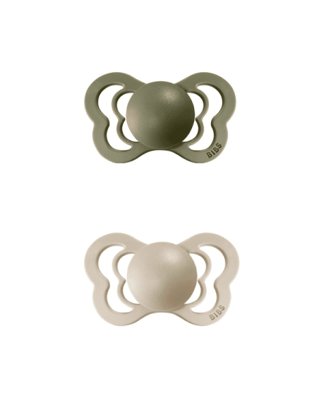 BIBS CHUPETE COUTURE VANILLA/OLIVE SILICONA 0-6 M, 2 UDS.