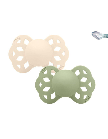 BIBS CHUPETE INFINITY ANATÓMICA IVORY/SAGE 0-6 M, 2 UDS.