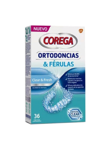 COREGA ORTODONCIAS & FERULAS, 36 TABLETAS LIMPIADORAS