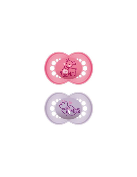 MAM CHUPETE SILICONA ORIGINAL PURE COLOR ROSA, +6 M 2 UDS.