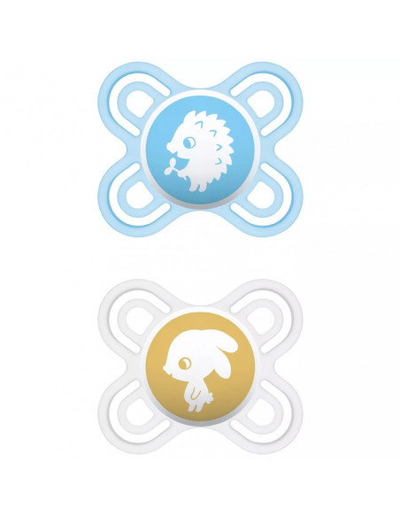 MAM CHUPETE SILICONA PERFECT STAR COLOR AZUL, 0-2 M 2 UDS.