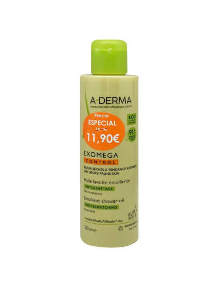 A-DERMA EXOMEGA CONTROL ACEITE LIMPIADOR EMOLIENTE, 500 ML