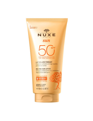 NUXE SUN LECHE SOLAR FUNDENTE ALTA PROTECCIÓN SPF 50 ROSTRO Y CUERPO, 150 ML