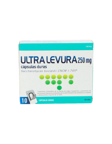 Ultra-levura 250 mg 10 capsulas duras