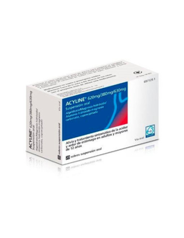 Acyline 620 mg/380 mg/630 mg 20 sobres suspension oral 10 ml