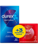 DUREX PRESERVATIVO NATURAL, 12 UDS. + 3 SENSITIVOS GRATIS