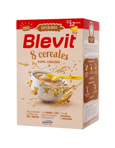 BLEVIT SUPERFIBRA 8 CEREALES CON CACAO, 500 GR.