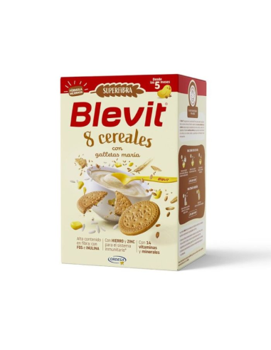 BLEVIT SUPERFIBRA 8 CEREALES CON GALLETAS MARÍA, 500 GR.