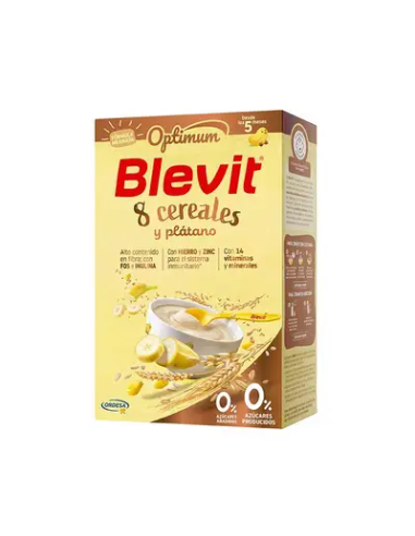 BLEVIT OPTIMUM 8 CEREALES Y PLATANO, 250 GR.