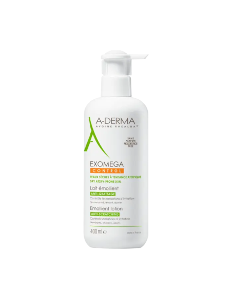 A-DERMA EXOMEGA CONTROL LECHE EMOLIENTE ANTI-RASCADO, 400 ML