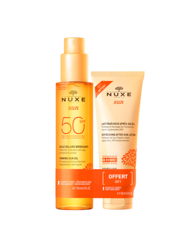 NUXE DÚO ACEITE SOLAR ALTA PROTECCIÓN SPF50, 150 ML Y LECHE AFTER SUN, 100 ML GRATIS