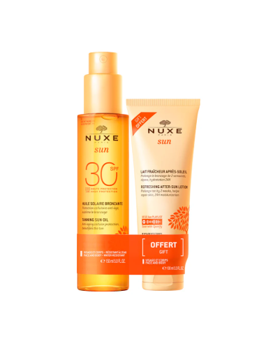 NUXE DÚO ACEITE SOLAR BRONCEADOR ALTA PROTECCIÓN SPF30, 150 ML Y LECHE AFTER SUN, 100 ML GRATIS