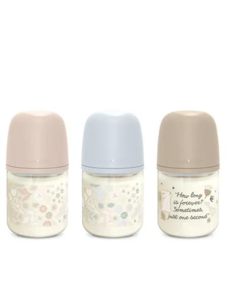 SUAVINEX BIBERON VIDRIO DE FLUJO LENTO (S) CON TETINA FISIOLOGICA SX PRO + 0 M, 120 ML