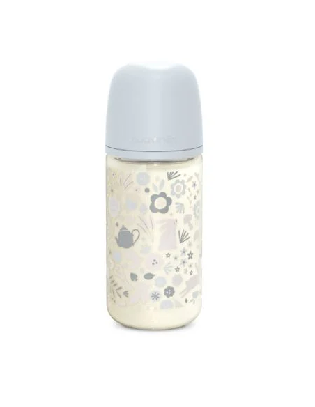 SUAVINEX BIBERON VIDRIO DE FLUJO MEDIO (M) CON TETINA FISIOLOGICA SX PRO + 3 M, 240 ML