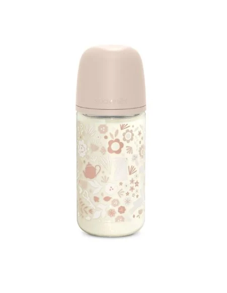 SUAVINEX BIBERON VIDRIO DE FLUJO MEDIO (M) CON TETINA FISIOLOGICA SX PRO + 3 M, 240 ML