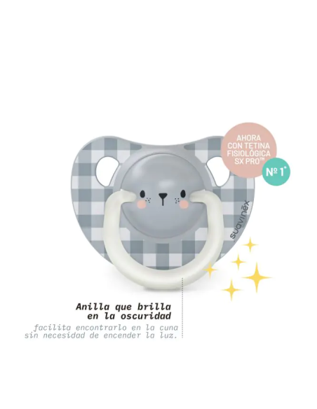 SUAVINEX PACK CHUPETES NOCTURNOS SILICONA CON TETINA ANATÓMICA SX PRO 6-18 M, 2 UDS.