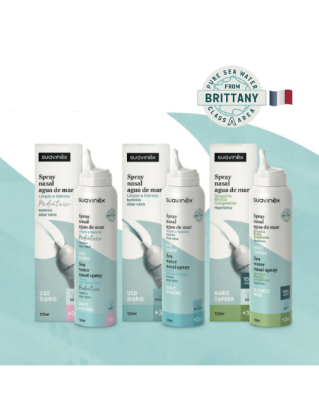 SUAVINEX SPRAY NASAL AGUA DE MAR ISO ALOE +3 AÑOS, 120 ML