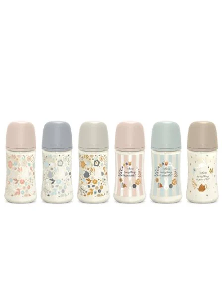 SUAVINEX BIBERON PREMIUM POLIAMIDA DE FLUJO MEDIO (M) CON TETINA FISIOLOGICA SX PRO + 3 M, 270 ML