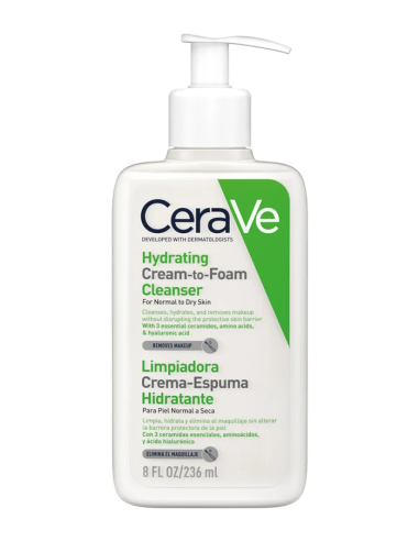 CERAVE LIMPIADOR CREMA-ESPUMA HIDRATANTE, 236 ML