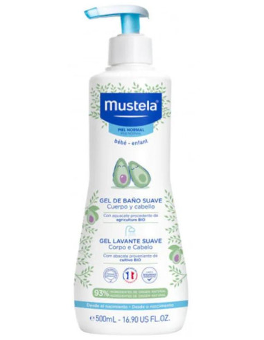 Gel Suave de Baño Mustela con Aguacate BIO 500 ml