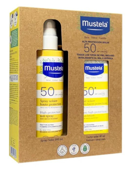 Pack Mustela Solar Spray SPF50 200 ml & Leche 40 ml