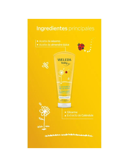 Champú y Gel de Ducha de Caléndula Weleda Baby 200 ml