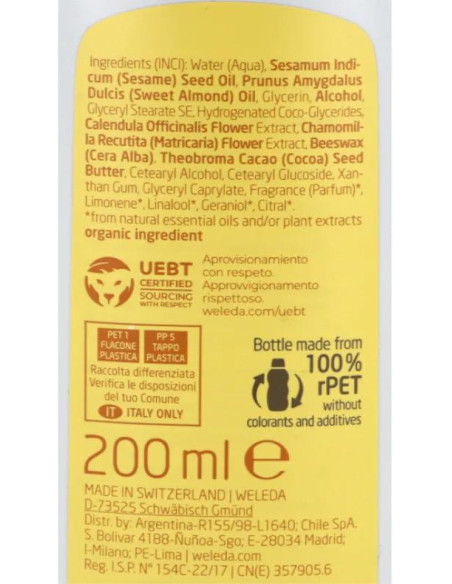 Leche Corporal de Caléndula Weleda Baby 200 ml