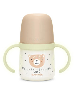 Biberón Beige Suavinex Wild&Free con Asas Brillantes 150 ml +6m