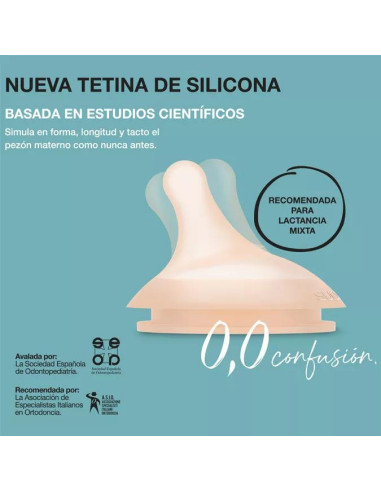 Biberón Suavinex Zero Zero Flujo Adaptable Mixta Lactancia Fair +0m 180 ml