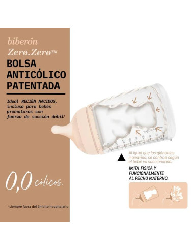 Biberón Anticólicos Suavinex Zero Zero Flujo Medio Light +3m 270 ml