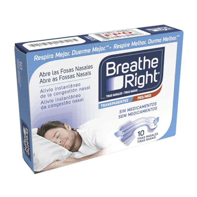 Tiras Nasales Breathe Right Clásicas Medianas Pequeñas 10uds