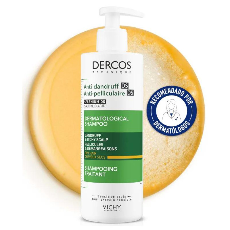 Champú Anticaspa Seca Vichy Dercos Technique 390 ml Hidrata y Calma el Cuero Cabelludo