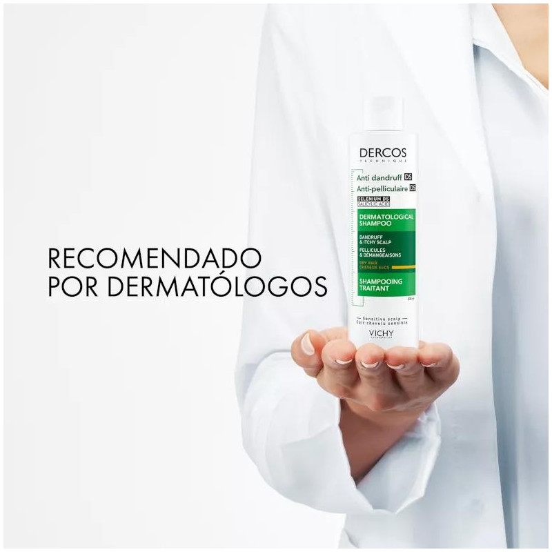 Champú Anticaspa Seca Vichy Dercos Technique 390 ml Hidrata y Calma el Cuero Cabelludo