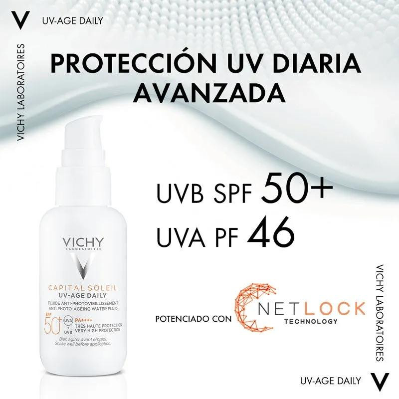 Vichy Capital Soleil Fluido Water SPF50+ 40 ml Previene Arrugas y Manchas