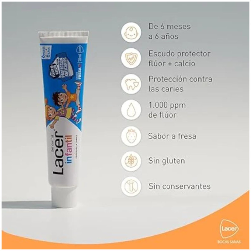 Gel Dental Infantil Lacer Sabor Fresa 75ml