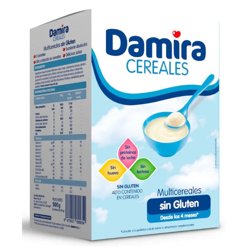 Damira Papilla Multicereales Sin Gluten FOS 4m+ 500 gr